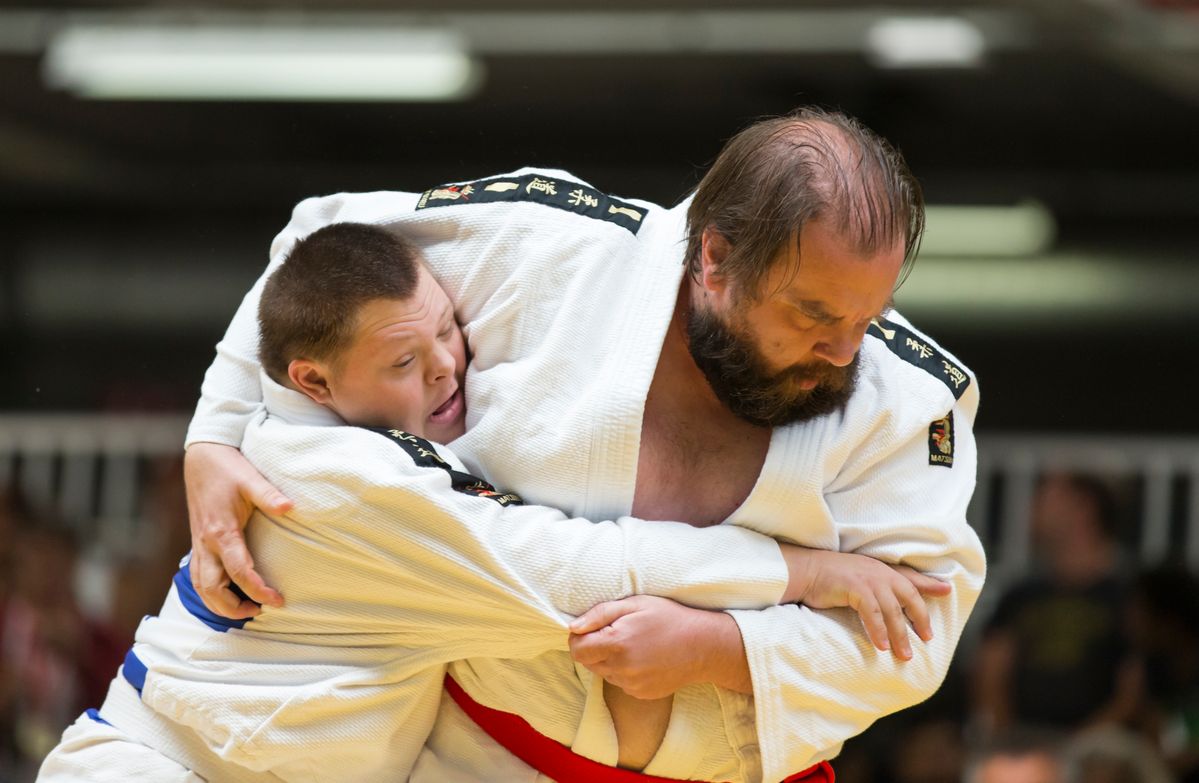 judowedstrijd tijdens de special olympics